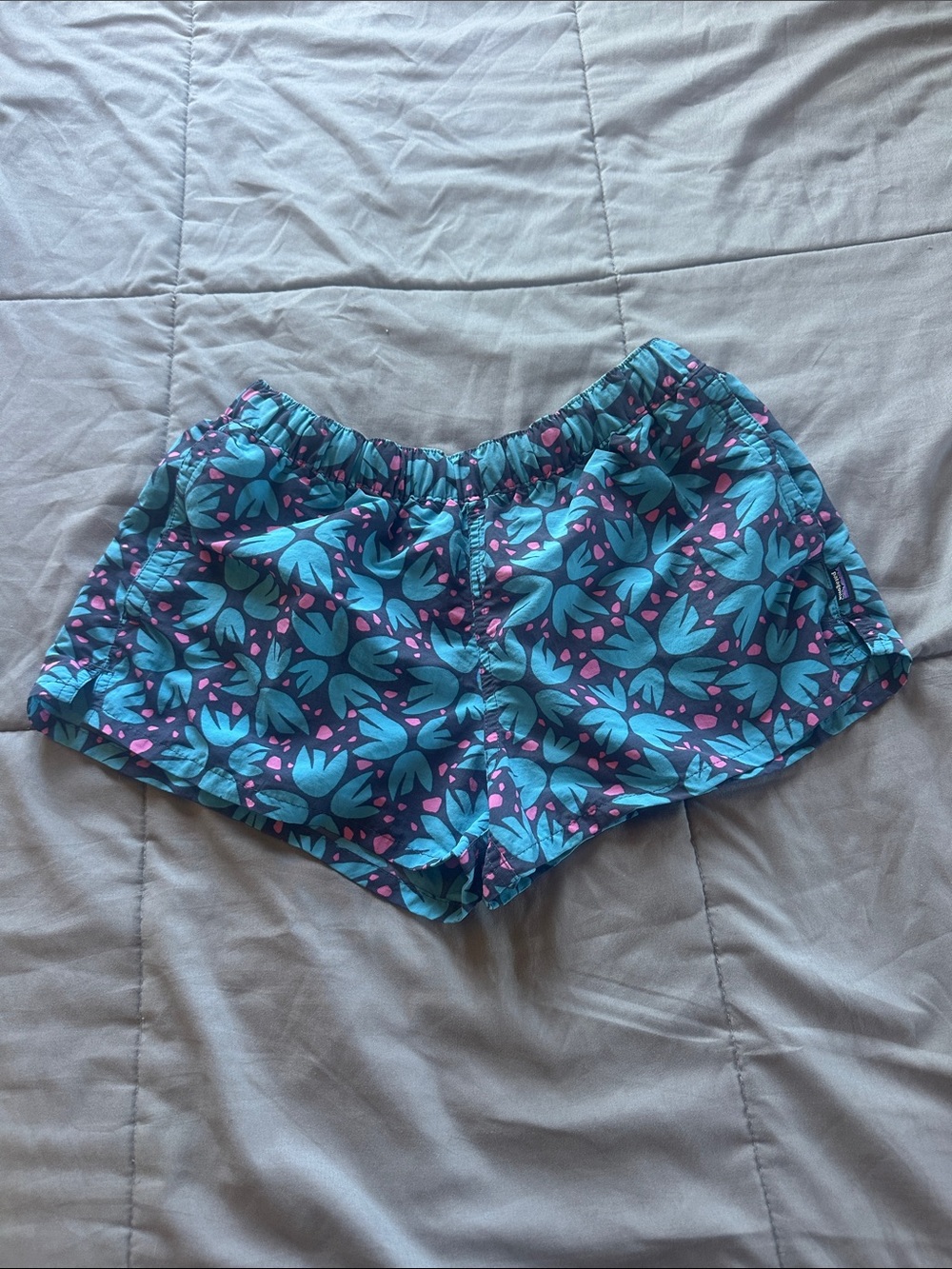 Patagonia Blue & Pink Floral Elastic Waist Shorts